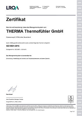 Zertifikat Therma Thermofuehler Gmbh Iso 9001 2015