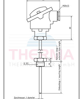 B Kopf Thermoelement Halsrohr Gewinde